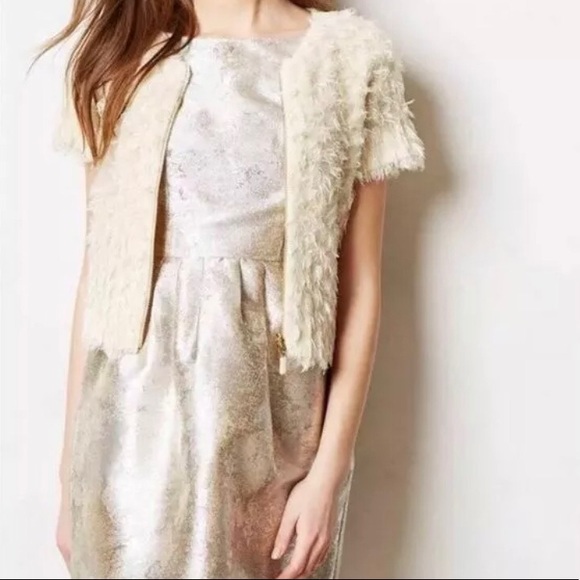 Sleeping on Snow Sweaters - Anthropologie Sleeping on Snow short sleeve zip up fuzzy eyelash sweater Size M